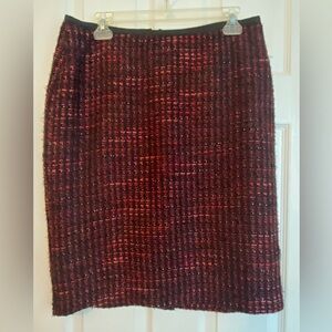 Coldwater Creek Red and Black Tweed Pencil Skirt